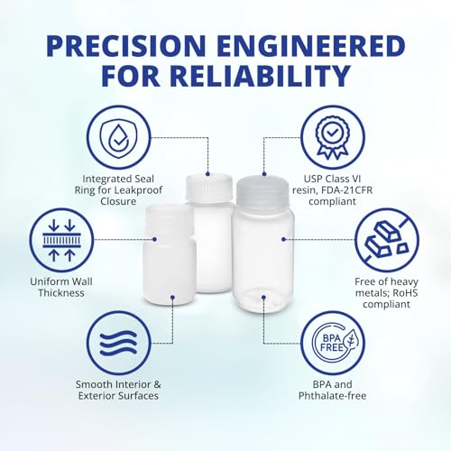 United Scientific® Unistore™ - Sample Container with Lid - Laboratory Grade Polypropylene Wide Mouth Reagent Bottle - 135oz Container with Lid (4000ml), Plastic Bottles with Lids, Pack of 1 | 135 oz Reagent Bottle, Autoclavable to 121°C, BPA-Free Polyprop