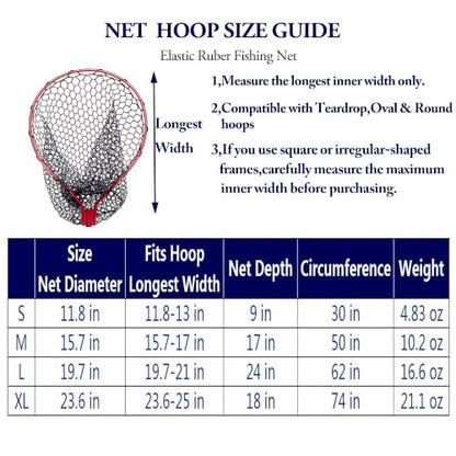 Rubber Fishing Net Replacement Hook Resist Net for Fly Fish Landing Net - color: Black, size: M:Fits Hoop15.7" - 17"|Net Dia. 15.7"|/Depth 17"