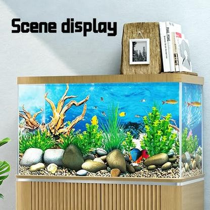 Double-Sided Aquarium Background, Coral Reef and Seabed Design, 12 x 20 Inches, Waterproof (Animal Print A)