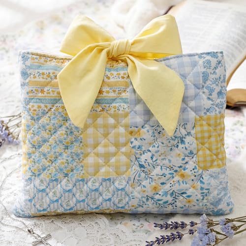 Honoson Quilted Bible Cover Case Book Sleeve,Blue Yellow Patchwork - style: Blue Yellow Patchwork