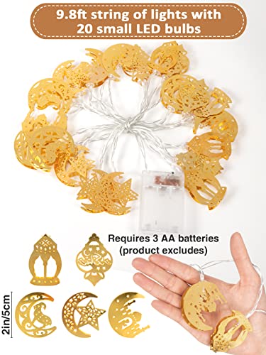 ANPHSIN Ramadan Eid String Light- 9.8ft 20LEDs Eid Moon Star Kerosene Lantern Lamp Battery Operated Mubarak Islam Decorative Indoor Lights String for Muslim Islamic Home Garden Patio Decor Supplies - style: Moon Star Kerosene Lamp