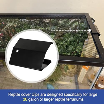 Large Reptile Tank Clips, Terrarium Covers Heavy Duty Screen Clips for 30G | Reptile Aquarium Lid Clip for 30Gallons or Larger, Screen Tank Metal Clip Escape for an Array of Reptiles from Terrarium