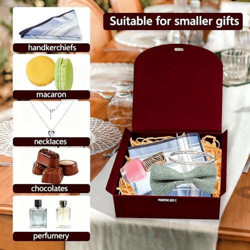 WLUSEAXI 10pack Gift Boxes with Lids, 6.5''x6.5''x2'' Red Gift Boxes For Presents, Paper Boxes with Ribbon for Birthday Wedding Party Chocolate Candy - color: Red