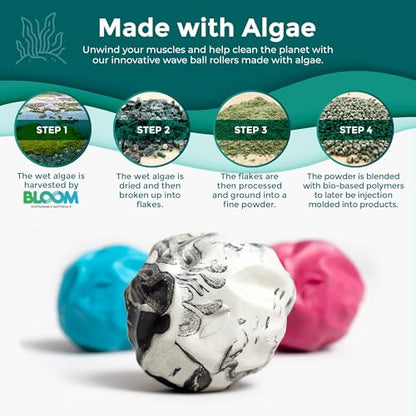 Oceanfoam Wave Massage Ball Roller – Textured Lacrosse Ball, Plantar Fasciitis Relief, Muscle Knot Therapy, Myofascial Release, Feet Pain – Travel Size (Black Marbled, Miami Blue, Hot Pink) Pack of 3 - color: Pack of 3 (Black Marbled, Miami Blue, Hot Pink