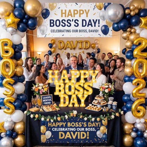 Aurelema Decorations LED Lights Sign Battery Powered Table Decorations for Party Supplies Light Centerpiece(Happy Boss Day) - size: 8.27 inches, style: Happy Boss Day