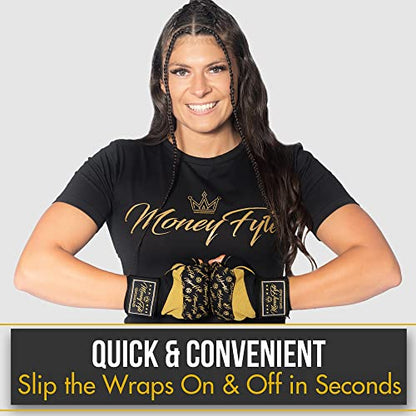 Quick Gel Boxing Wraps Under Boxing Gloves - Kickboxing MMA Muay Thai - Fist, Knuckle, Wrist Wrap Protection Inner Glove Hand Wraps - Men Women Kids - color: Black/Gold, size: Small-Medium