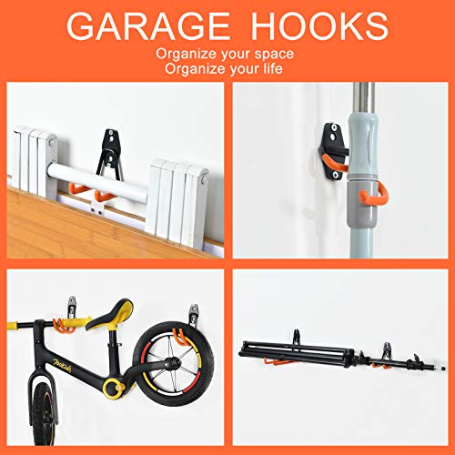 Aoben Heavy Duty Steel Garage Storage Hooks, Utility Tool Hangers and Combinable Wall Mount Hooks for Organizing Ladder, Hold Chairs, Heavy Tools (Large U, 4 Pack) - size: 4 X Large U hooks