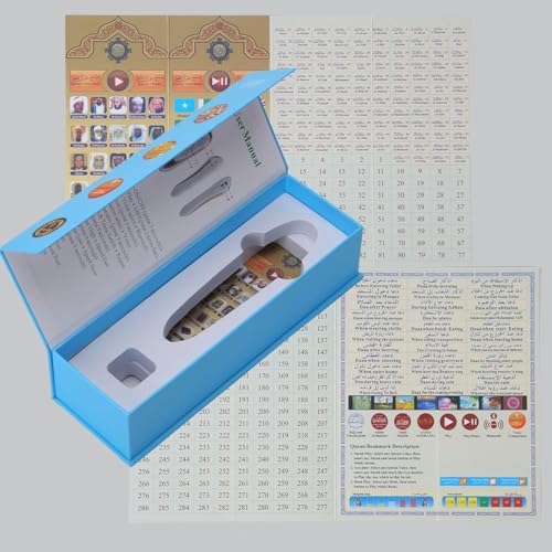 Quran Reading Pen 32GB Didital Quran Reader Translator with Multilingual 25 Reciters, Rechargeable Talking Reader for Quran Muslims Gift Ramadan Islamic Gift (Without Book) (Silver)