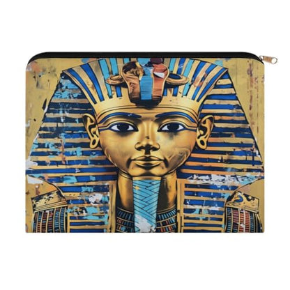 Egyptian Pharaoh Makeup Bag for Women, Cosmetic Pouch Travel Toiletry Organizer Bag 8.9"x6.5" Polyester - color: Egyptian Pharaoh