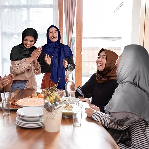 Vabean 4 Pcs Instant Hijab for Women Jersey Hijabs Pinless Ramadan Islamic Muslim Head Wraps Premium Head Scarf Shawl turban - color: Coffee, Navy Blue, Black, Gray