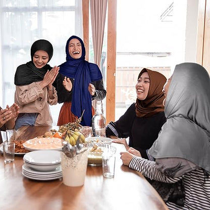 Vabean 4 Pcs Instant Hijab for Women Jersey Hijabs Pinless Ramadan Islamic Muslim Head Wraps Premium Head Scarf Shawl turban - color: Coffee, Navy Blue, Black, Gray