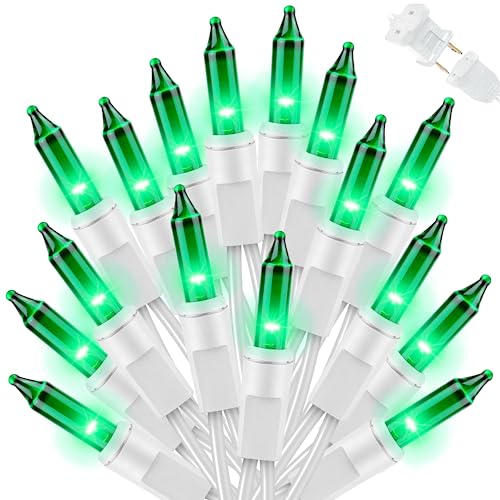 LAMPHOME Christmas String Light,100 Count Incandescent Mini String Light in 19.6ft,Indoor/Outdoor 120V UL Certified Mini Light for Christmas,Wedding,Patio Lawn,Home,Garden,Party (Green) - color: Green-White Wire, size: 100ct