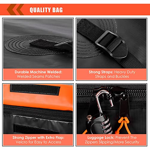 MeeFar Hitch Mount Cargo Carrier Bag Soft Shell 100% Waterproof 16 Cubic Feet (58" 24" 19") Include 8 Reinforced Straps for Truck Pickup All Vehicle with Steel Cargo Basket - size: 16 Cubic Feet