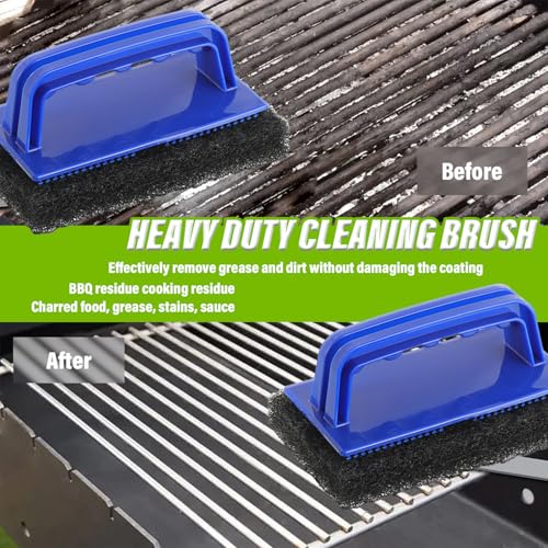 5 Pack Electric Cleaning Brush Pad Kitchen Bathroom Household Cleaning Pad Swimming Pool wall Cleaning Brush Heavy Duty Griddle Scrubber Scouring Pad and 1 Pack Handle kit(Black) - color: Black