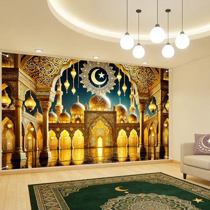 Nuxovilar 대형 라마단 무바라크 배너 - 폴리에스터 109.2 x 180cm(43 x 71인치) 모스크, 마당, 야외 장식용 (sh01472) - color: sh01472