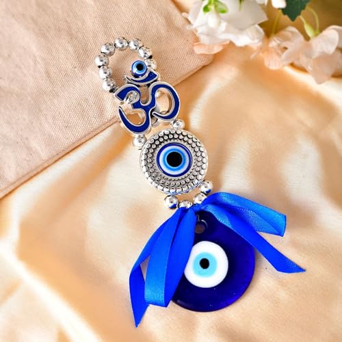 LoveNspire Evil Eye Hanging Decoration Om Design Evil Eye Decor for Living Room Bedroom Office Car Hanging Turkish Nazar Amulet Door Wall Hanging Ornament for Good Luck Pendant Charm Gift (6 Inch) - color: Evil Eye With Om
