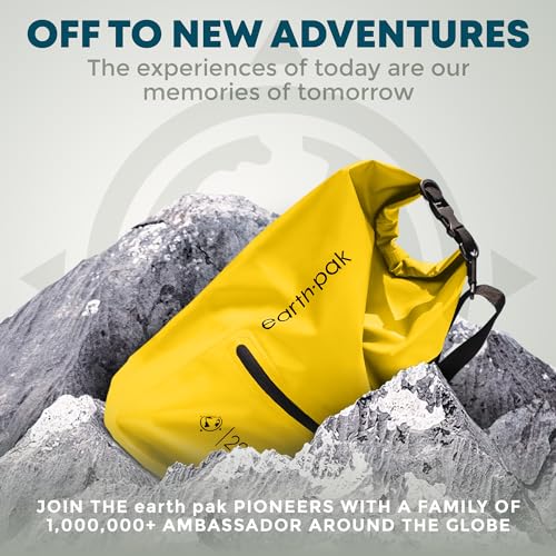 Earth Pak Waterproof Dry Bag with Zippered Pocket - Waterproof Dry Bag Backpack Keeps Gear Dry - color: Yellow, size: 10L