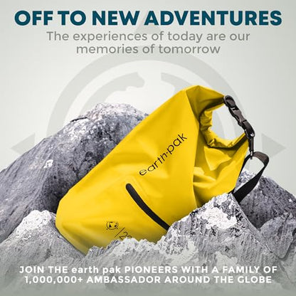 Earth Pak Waterproof Dry Bag with Zippered Pocket - Waterproof Dry Bag Backpack Keeps Gear Dry - color: Yellow, size: 10L