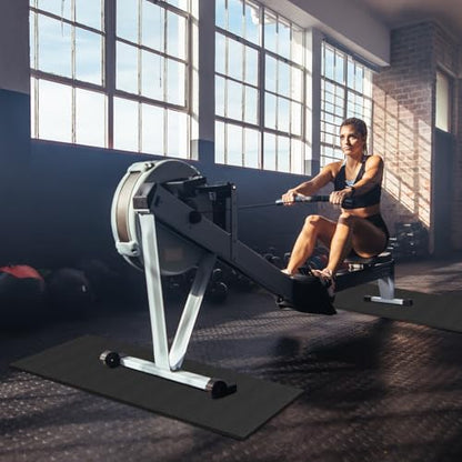 2PCS Fitness Equipment Mats and Floor Protector, Non-Slip Mat Rowing, Rowing Machine Bike Mat for Carpet & Hardwood Floors, Exercise Bike Mats (Two Pieces:36 * 12 inch) - size: 2pcs: 36 * 12 inch