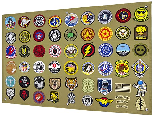 Tactical Patch Display Panel Holder Board for Military Army Combat Morale Uniform Hook and Loop Emblems, 24 Inches x 36 Inches (Medium), No Patches Included - color: Brown, Medium