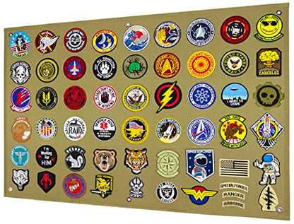 Tactical Patch Display Panel Holder Board for Military Army Combat Morale Uniform Hook and Loop Emblems, 24 Inches x 36 Inches (Medium), No Patches Included - color: Brown, Medium