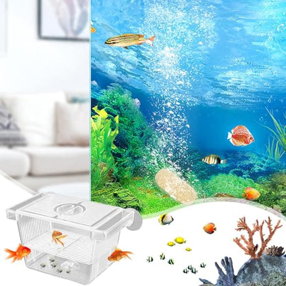 1/2 Fish Acclimation Box - Acrylic Hatchery Incubator Tank, Fish Breeder Box with 2 Suction Cups | Easily Install Breeding Isolation Box, Floating Breeding Box for Baby Fishes Shrimp Betta Guppy - size: Small
