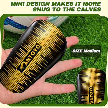 Mini Shin Guards Soccer Kids,Small Protective Gear with Fixed Straps | 2 Pairs Small Tiny Shin Pads Match Equipment Protective Tiny Shin Guards Soccer for All Ages - color: Golden Stars, size: M(H: 4.5 in,W: 2.9 in)