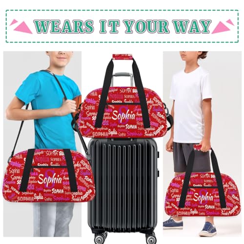 Custom Named Dance Ballet Bag Girls, Weekend Sports Travel Bag, Red | Gym Bag Sports Travel Carry On Duffle Bag - color: Color 13
