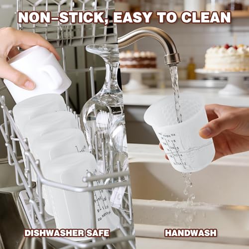 1Cup/250ml Silicone Measuring Cups 4-Pack Set, Reusable 8oz Silicone Cups Set for Prepping Cooking Baking, Melting Butter Chocolate Dishwasher Microwave Safe Baking Supplies - color: 4*250ml