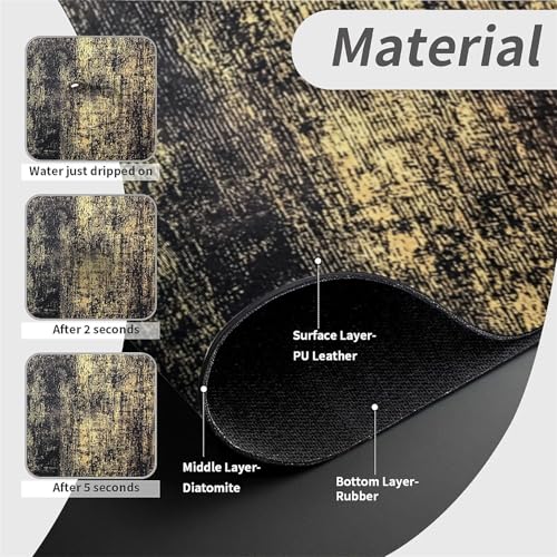 Kitchen Sink Splash Guard，Black and gold-1 Faucet Mat Sink Gadgets-Super Absorbent Fast Drying Mat Drip Catcher for Kitchen, Bathroom,Sink Mat, Dish Drying Mat, Bathroom(15" X 5.5" ) - color: Black and gold-1
