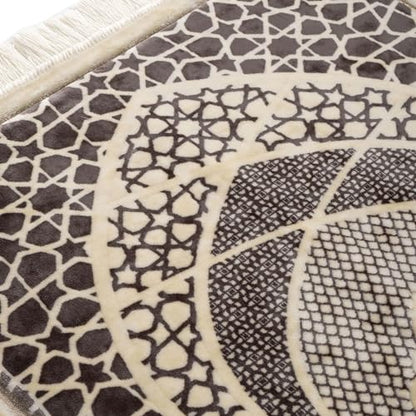 Modefa Turkish Islamic Prayer Mat - Velvet Janamaz - Intricate Praying Rug Ramadan Eid Gift - Traditional Muslim Seccade for Men Women - Saray (Charcoal Grey) - color: Charcoal Grey