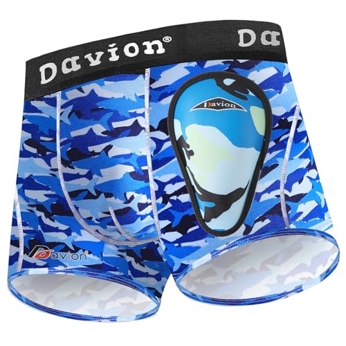 Davion Youth Boys Baseball Cup Underwear with Soft Protective Athletic Cup Compression Shorts for Football, Lacrosse - color: Blue Camo, size: Medium