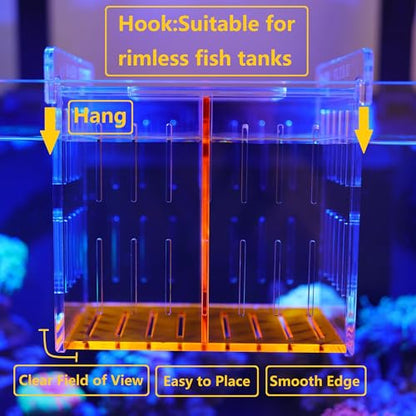Acrylic Acclimation Box for Saltwater Fish and Reef Coral Quarantine Isolation Box for Aquarium Fish Hydroponic Plant External Breeding Box - size: 7.87inch*6.69inch*7.87inch