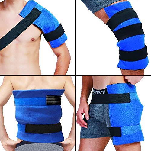 WORLD-BIO Large Gel Ice Pack Wrap for Injuries, Reusable Cold Compress Therapy Ice Pack with Straps for Swelling, Bruises, Hip, Knee Replacement Surgery, Back, Shoulder,11" x 14" Blue - size: 11x14 Inch (Pack of 1)