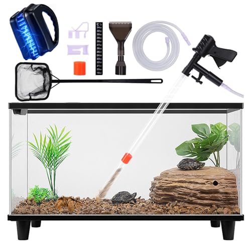 Fish Tank Cleaner Kit, Gravel Vacuum for Aquarium, Fish Tank Aquarium Vacuum Gravel Cleaner, Aquarium Siphon with Magnetic Fish Tank Glass Cleaner, Aquarium Cleaning Tools Water Changer