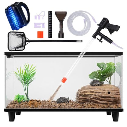 Fish Tank Cleaner Kit, Gravel Vacuum for Aquarium, Fish Tank Aquarium Vacuum Gravel Cleaner, Aquarium Siphon with Magnetic Fish Tank Glass Cleaner, Aquarium Cleaning Tools Water Changer