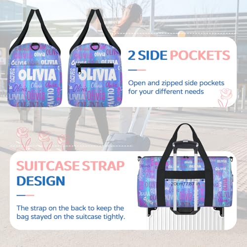 Custom Named Dance Ballet Bag, Gradient Blue Galaxy Shiny | Gym Bag Sports Travel Duffle Bag Tote Carry On Weekend Sports Travel - color: Gradient Blue