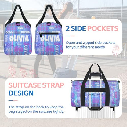 Custom Named Dance Ballet Bag, Gradient Blue Galaxy Shiny | Gym Bag Sports Travel Duffle Bag Tote Carry On Weekend Sports Travel - color: Gradient Blue