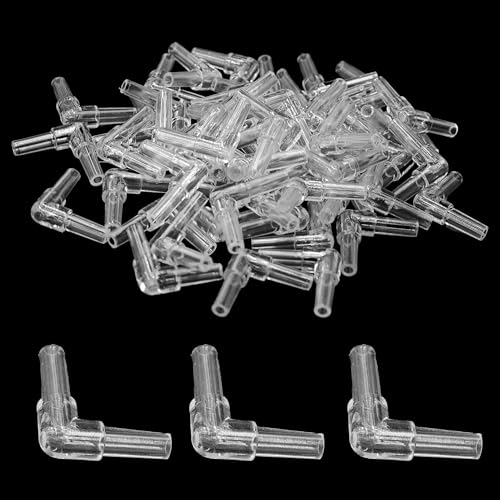 100PCS Aquarium Air Line Connectors, Plastic Valve Fittings, Inline L Joints for Fish Tank Pump Tubing - size: L-Shaped