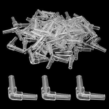 100PCS Aquarium Air Line Connectors, Plastic Valve Fittings, Inline L Joints for Fish Tank Pump Tubing - size: L-Shaped