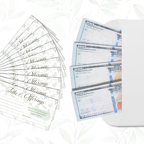Eaasty 200 Pieces Church Offering Envelopes My Offering Bill Size Envelope Church Tithe Envelopes for Donations, Religious Occasions(Leaves Style) - style: Leaves Style