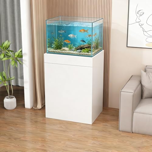 Aquarium Stand, Wooden Fish Tank Stand, Glass Container Base Cabinet, Reptile Stand With Storage Space, Suitable For Reptile And Turtle Tanks. Easy To Assemble(White,15.7x11.8in) - color: White, size: 15.7x11.8in