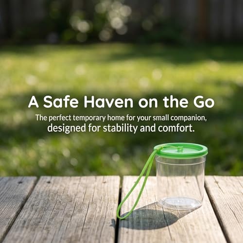 ljhnba Portable Small Pet Container - Clear Plastic Travel Tank for Betta Fish, Jellyfish, Turtles, Spiders, Lizards with Removable Lid, Easy Clean Habitat or Carrier