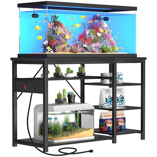 GRLEAF 55-75 Gallon Aquarium Stand: 1000LB Capacity, Built-In Power Outlets, 3-Tier Shelves for Fish Tank Accessories Storage, Heavy-Duty Steel/Wood Hybrid for Fish & Reptile Tanks | Excludes Tank - size: 55-75 Gallon