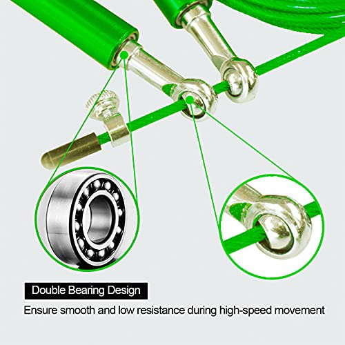 High Speed Jump Rope,360° Swivel Dual Bearing, Adjustable, Anti-slip Aluminum Handle, Skipping Rope for Fitness,Crossfit, Boxing, MMA, HIIT, for Weight Loss - color: Peacock Green