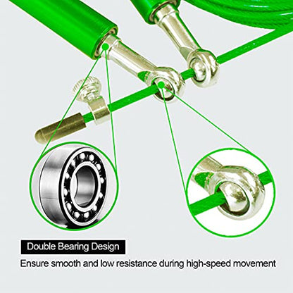 High Speed Jump Rope,360° Swivel Dual Bearing, Adjustable, Anti-slip Aluminum Handle, Skipping Rope for Fitness,Crossfit, Boxing, MMA, HIIT, for Weight Loss - color: Peacock Green