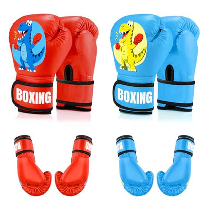 Kids Boxing Gloves for Boys & Girls, Youth Boxing Training Gloves for Kids Age 3 to 9 Years, 4OZ Training Sparring Gloves for Punching Bag Kickboxing Muay Thai MMA - color: Red & Blue
