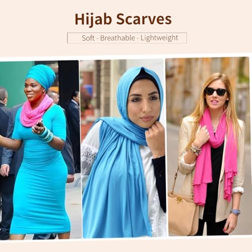 Muslin Hijab Scarf for Women Long Headscarves Solid Head Wraps Soft Pashminas Shawls - color: Sky Blue Muslim Hijab Scarf