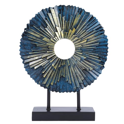 HODESumPure Gold Luxury Round Decorative Sculpture Statue Above Cabinet Home Decorations for Living Room Kitchen Fireplace Mantel Office Bookshelf Table Top Home Decor Accents (Blue) - color: Blue
