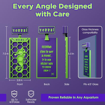 YOBBAI Magnetic Seaweed Feeder, Swinging Motion Nori Feeder, Seaweed Clip for Tangs Angels Freshwater and Shrimp Tanks (Green & Purple) - color: GREEN & PURPLE